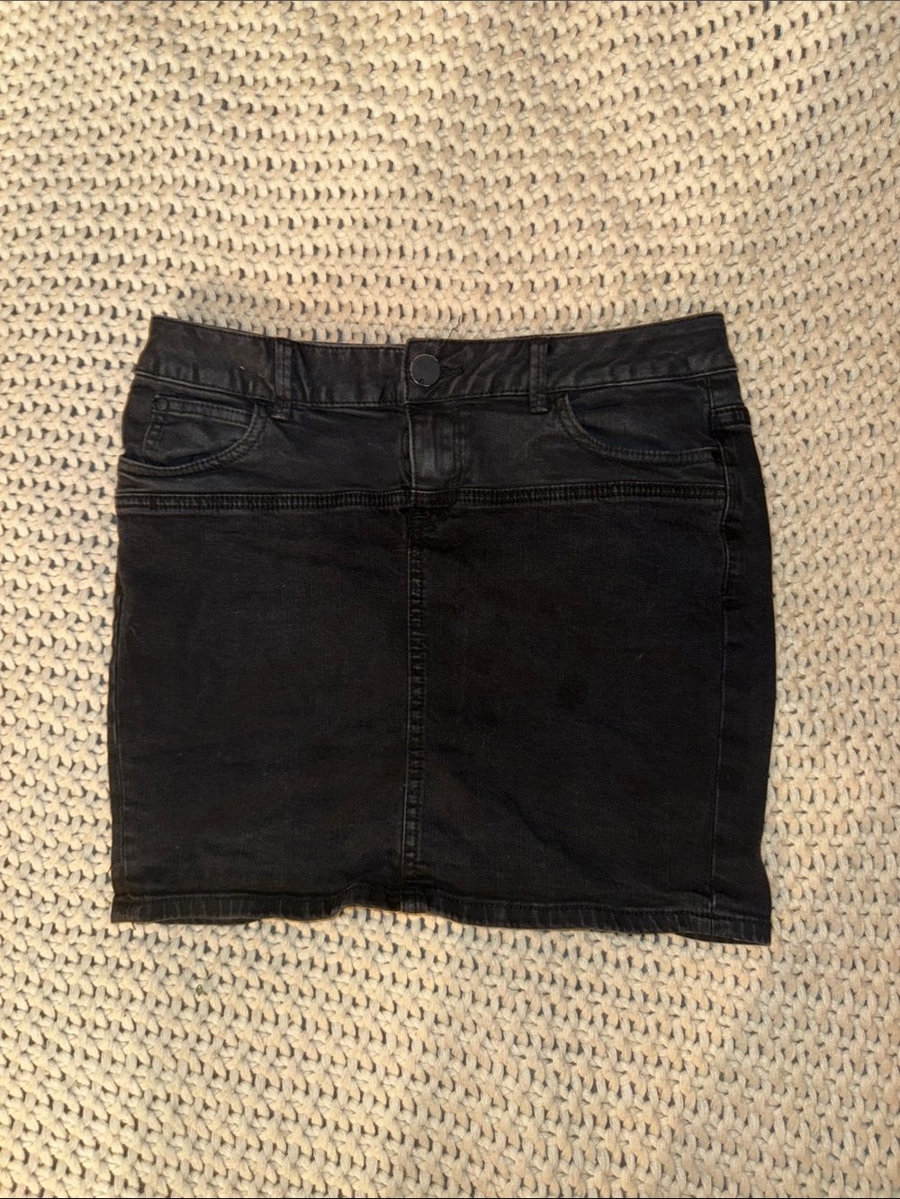 Black Denim Mini Skirt
